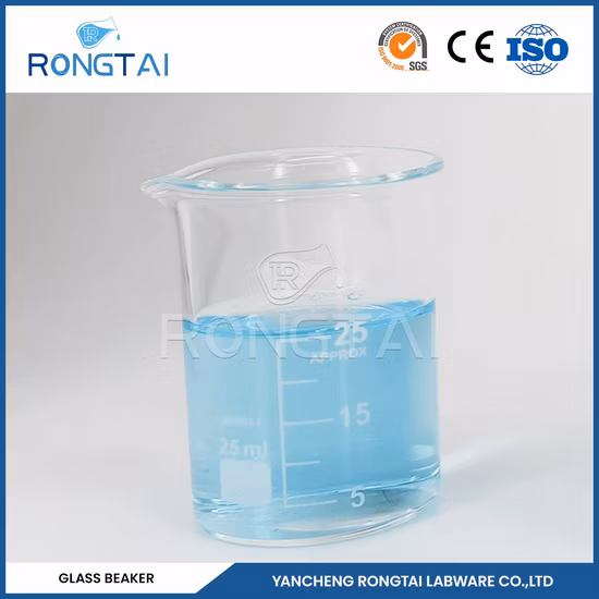 Vaso de vidrio de forma baja de medición graduada de borosilicato de cristalería 10 ml 50 ml 100 ml 250 ml para laboratorios