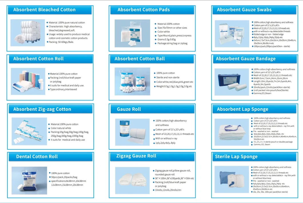 Medical Disposable Products Surgical Absorbent Cotton Sterile Gauze Swab