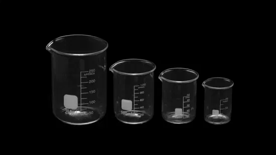 Uso de laboratorio 250ml 500ml 1000ml vaso medidor graduado de plástico con boca